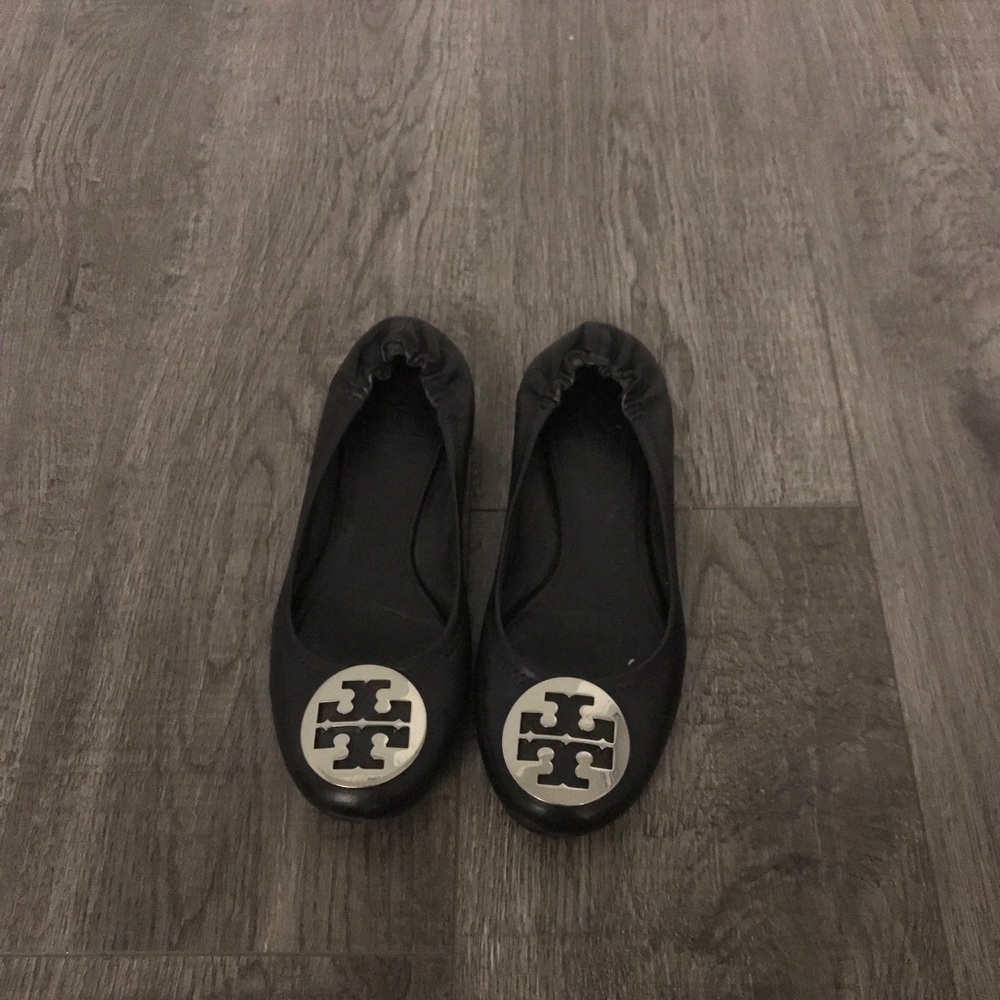 Tory Burch Black and Silver Ballet Flats